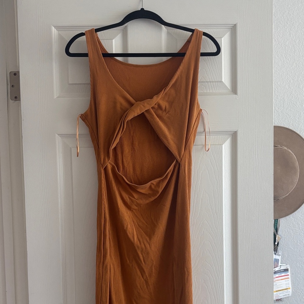 l*space Backless Twist Midi Dress in Rust